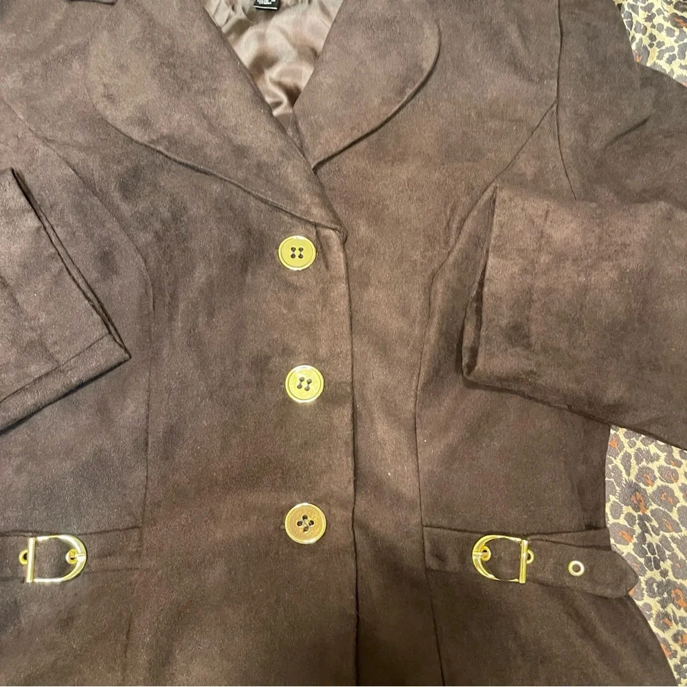 Y2k Studio 1 Brown Faux Suede Blazer Top